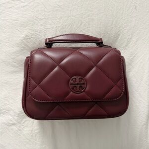 Tory Burch Deep Red Quilted Mini Bag